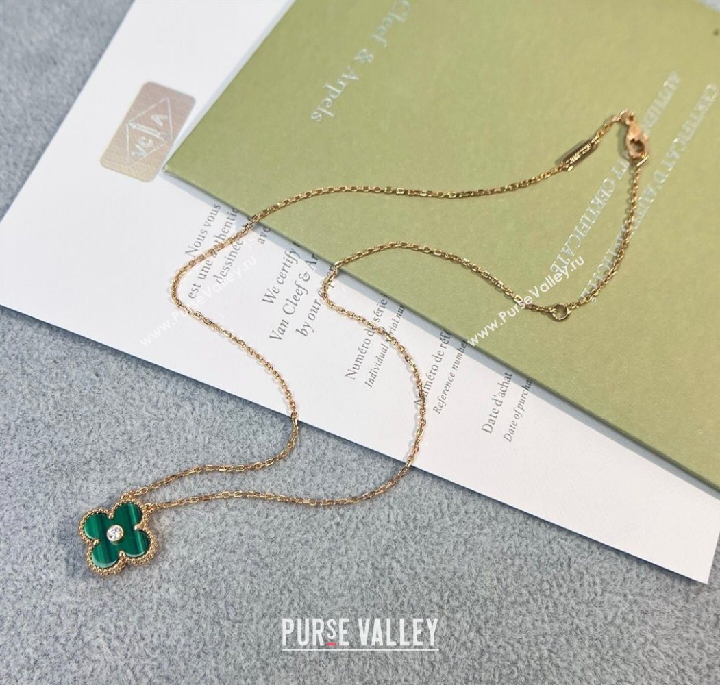 Van Cleef Arpels Alhambra Pendant Necklace with Crystals Charm Peacock Green 2025 0726 (YF-250726074)