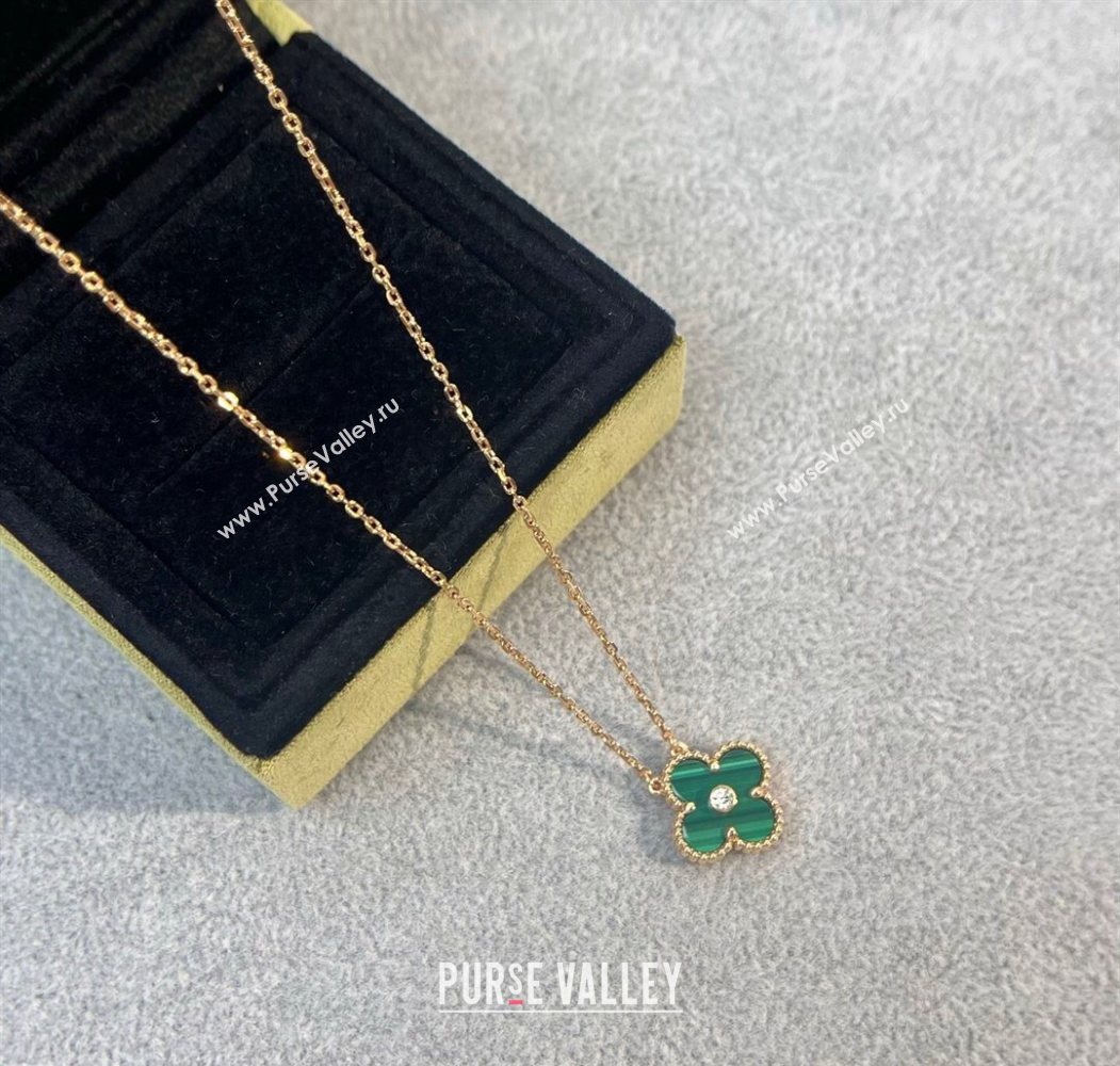 Van Cleef Arpels Alhambra Pendant Necklace with Crystals Charm Peacock Green 2025 0726 (YF-250726074)