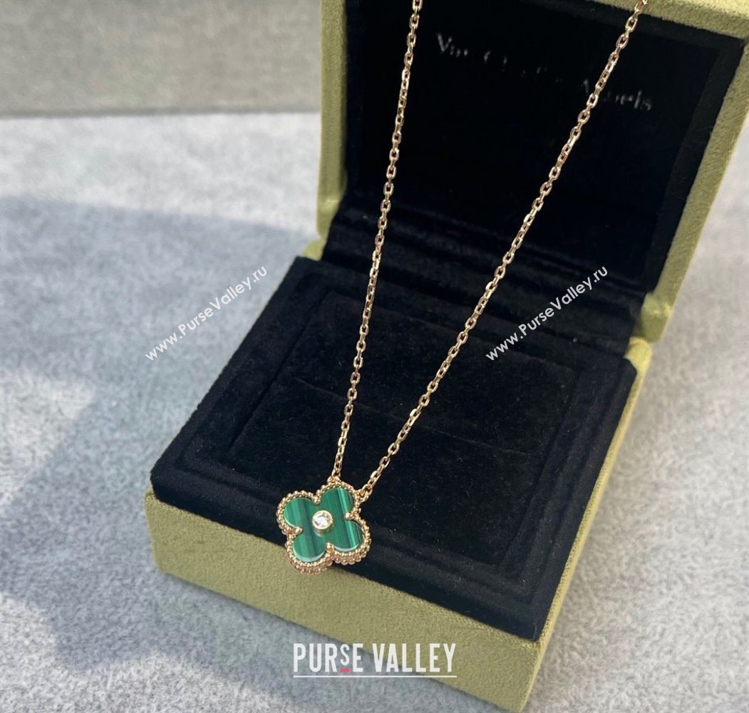 Van Cleef Arpels Alhambra Pendant Necklace with Crystals Charm Peacock Green 2025 0726 (YF-250726074)