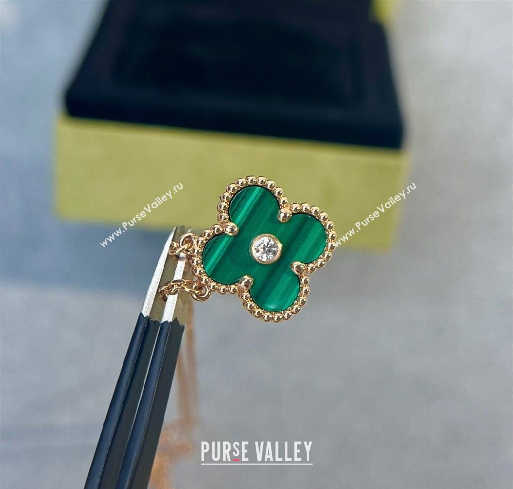 Van Cleef Arpels Alhambra Pendant Necklace with Crystals Charm Peacock Green 2025 0726 (YF-250726074)