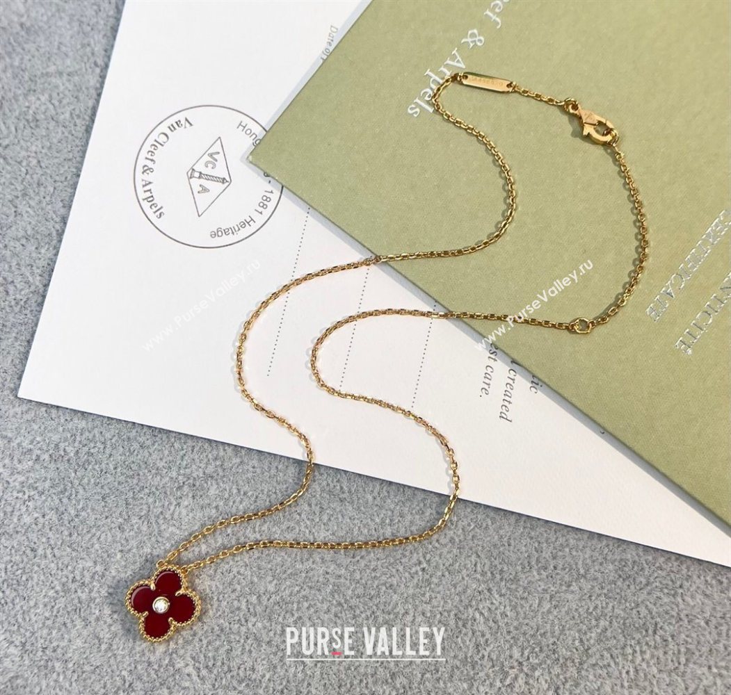 Van Cleef Arpels Alhambra Pendant Necklace with Crystals Charm Red 2025 0726 (YF-250726078)