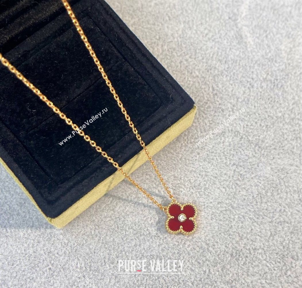 Van Cleef Arpels Alhambra Pendant Necklace with Crystals Charm Red 2025 0726 (YF-250726078)