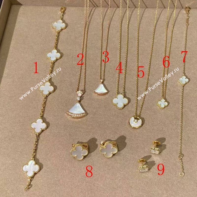 Van Cleef Arpels Alhambra Bvlgari Divas Dream Earring and Necklace White 2025 (YF-250726117)