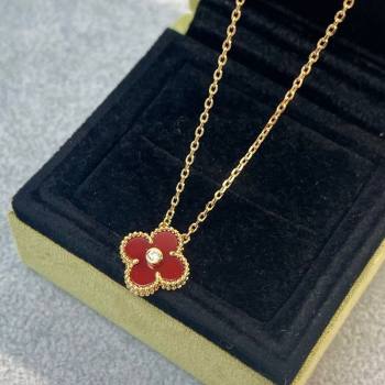 Van Cleef Arpels Alhambra Pendant Necklace with Crystals Charm Red 2025 0726 (YF-250726078)
