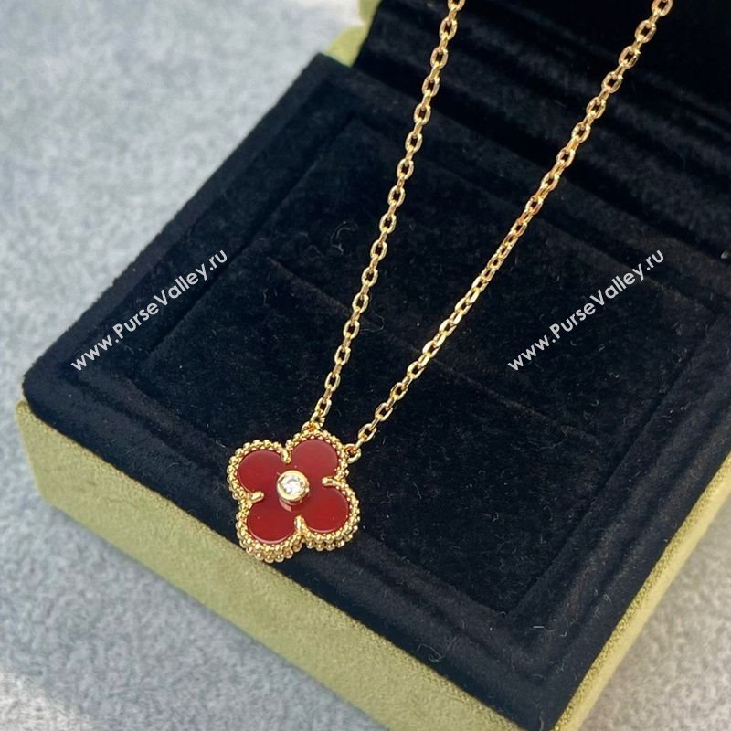 Van Cleef Arpels Alhambra Pendant Necklace with Crystals Charm Red 2025 0726 (YF-250726078)