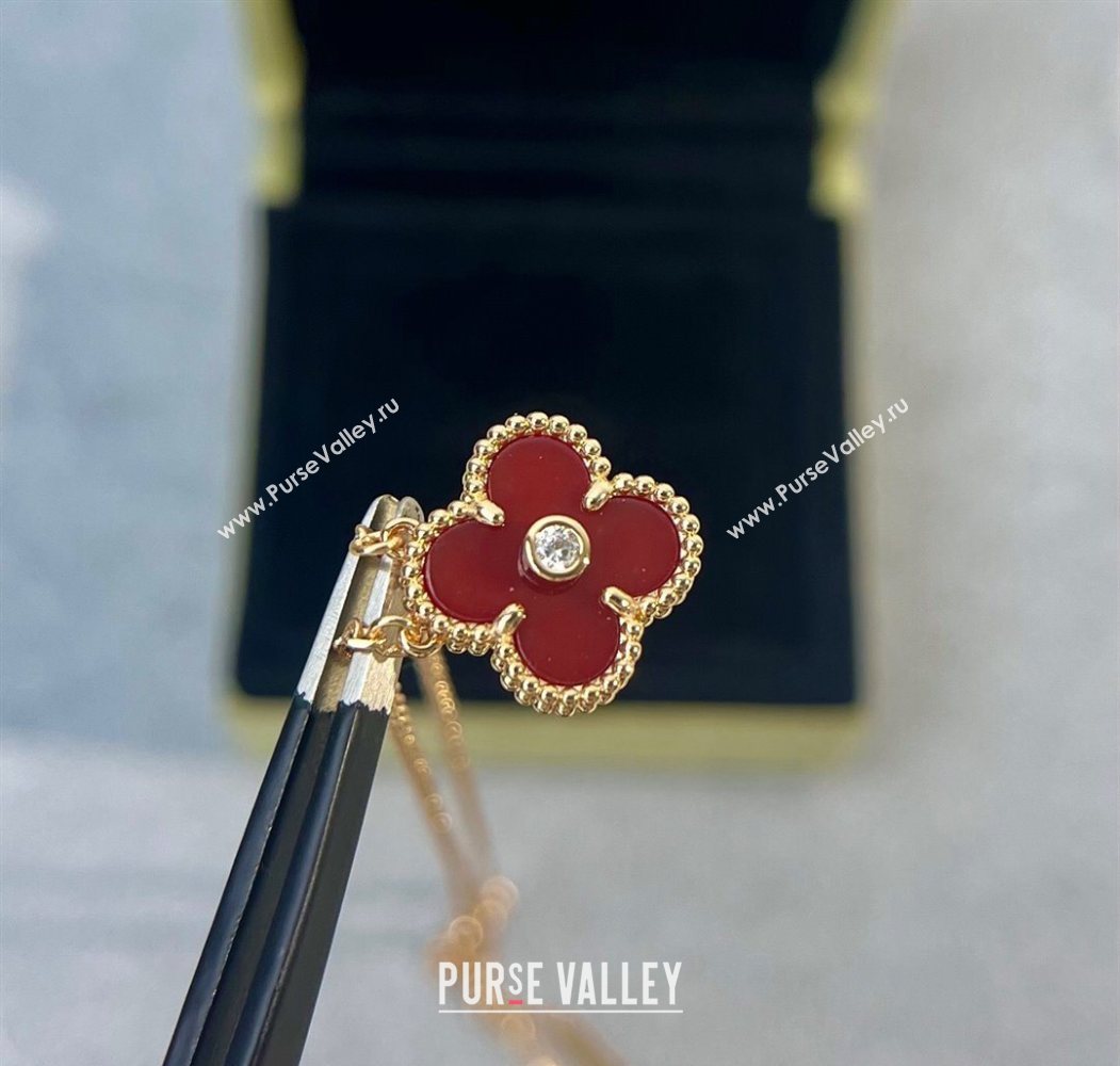 Van Cleef Arpels Alhambra Pendant Necklace with Crystals Charm Red 2025 0726 (YF-250726078)
