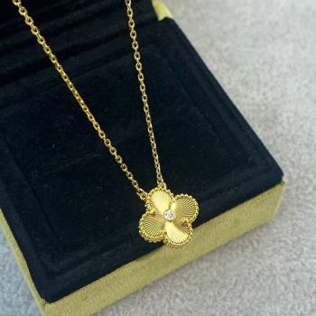 Van Cleef Arpels Alhambra Pendant Necklace with Crystals Charm Laser Gold 2025 0726 (YF-250726079)
