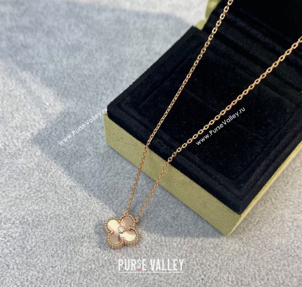 Van Cleef Arpels Alhambra Pendant Necklace with Crystals Charm Laser Rose 2025 0726 (YF-250726080)