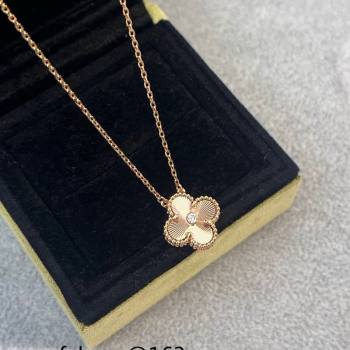 Van Cleef Arpels Alhambra Pendant Necklace with Crystals Charm Laser Rose 2025 0726 (YF-250726080)