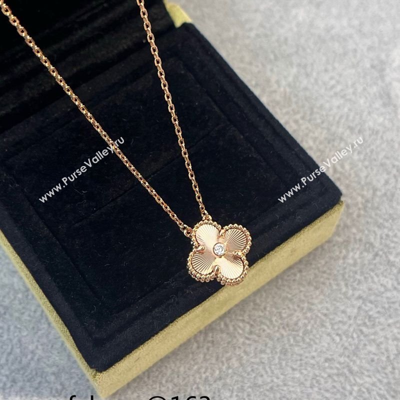 Van Cleef Arpels Alhambra Pendant Necklace with Crystals Charm Laser Rose 2025 0726 (YF-250726080)
