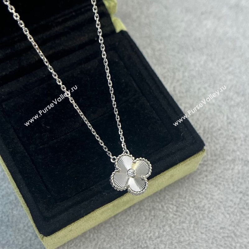 Van Cleef Arpels Alhambra Pendant Necklace with Crystals Charm Laser Silver 2025 0726 (YF-250726081)