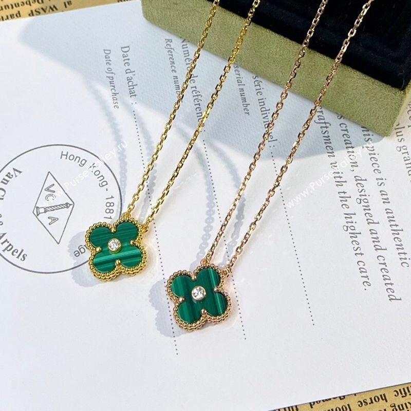 Van Cleef Arpels Alhambra Pendant Necklace with Crystals Charm Peacock Green 2025 0726 (YF-250726074)