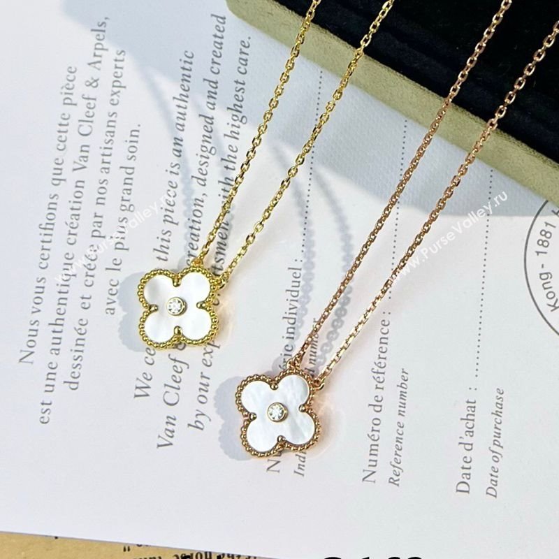 Van Cleef Arpels Alhambra Pendant Necklace with Crystals Charm Fritillary White 2025 0726 (YF-250726076)