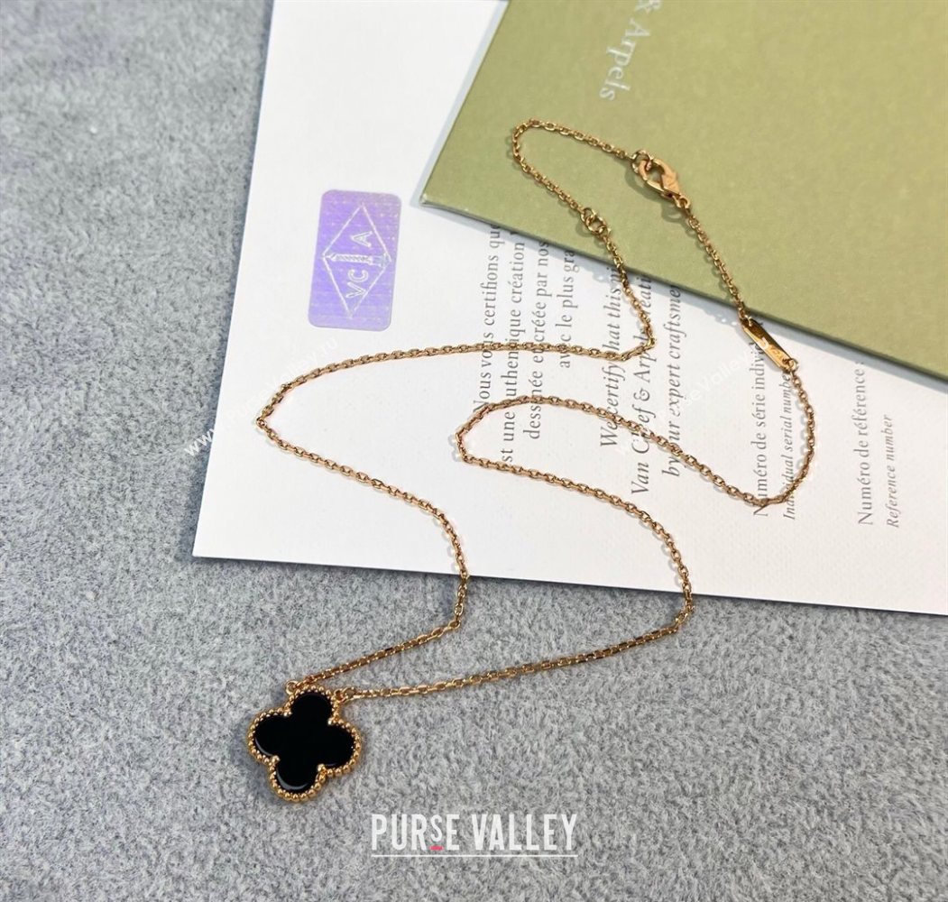 Van Cleef Arpels Alhambra Pendant Necklace Black/Rose Gold 2025 0726 (YF-250726083)