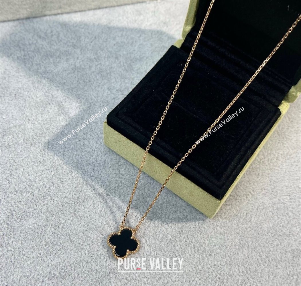 Van Cleef Arpels Alhambra Pendant Necklace Black/Rose Gold 2025 0726 (YF-250726083)