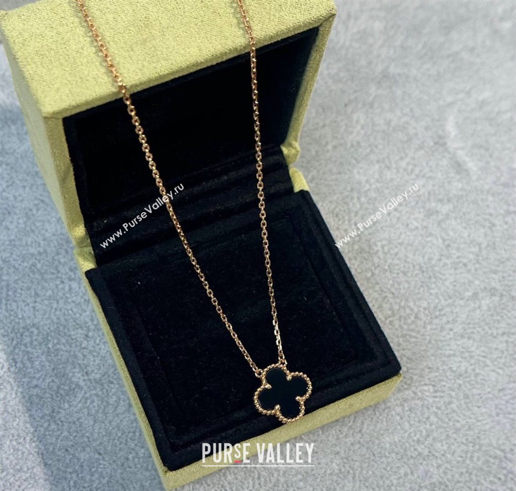 Van Cleef Arpels Alhambra Pendant Necklace Black/Rose Gold 2025 0726 (YF-250726083)
