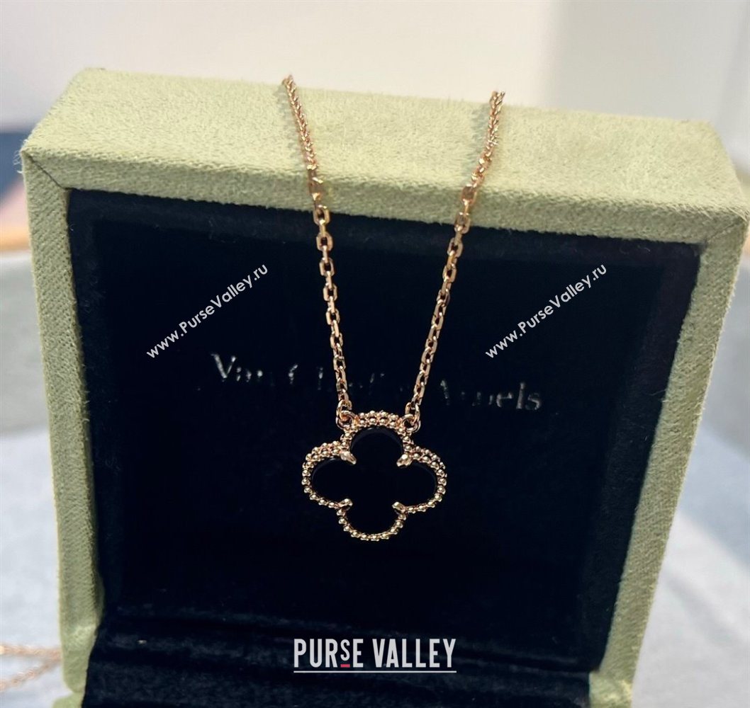 Van Cleef Arpels Alhambra Pendant Necklace Black/Rose Gold 2025 0726 (YF-250726083)