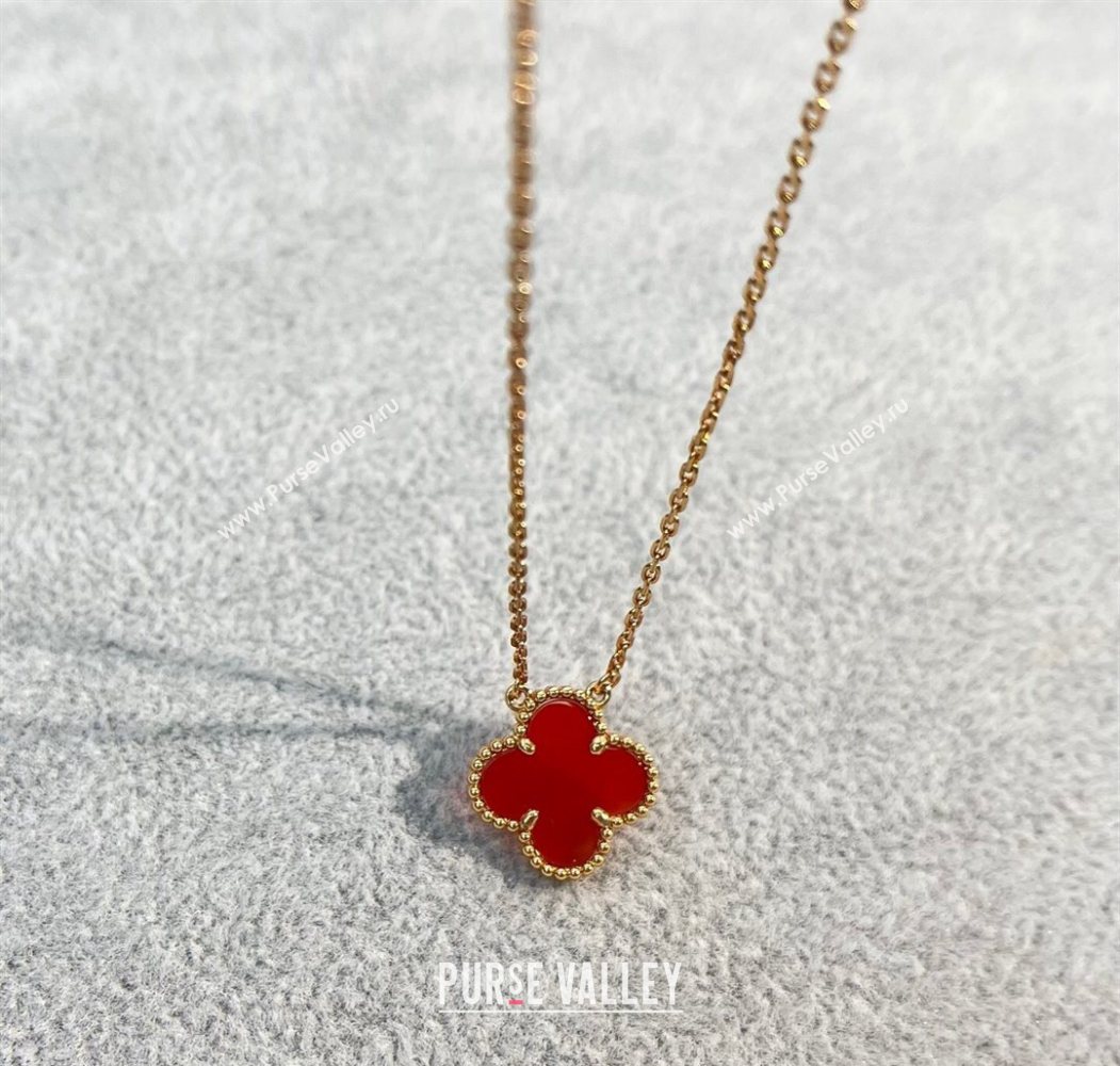 Van Cleef Arpels Alhambra Pendant Necklace Red/Rose Gold 2025 0726 (YF-250726086)