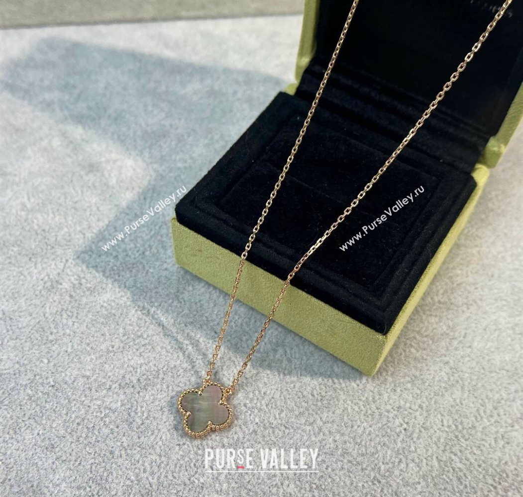 Van Cleef Arpels Alhambra Pendant Necklace Grey/Rose Gold 2025 0726 (YF-250726088)