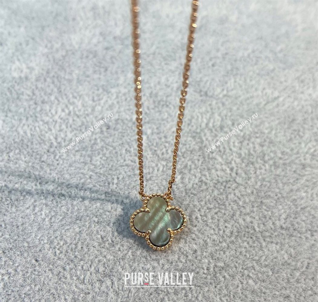 Van Cleef Arpels Alhambra Pendant Necklace Grey/Rose Gold 2025 0726 (YF-250726088)