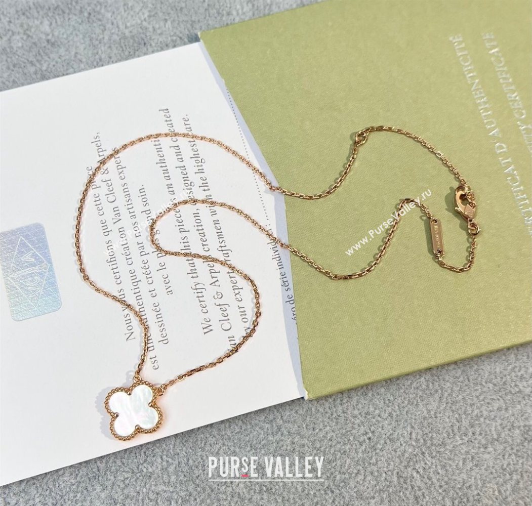 Van Cleef Arpels Alhambra Pendant Necklace White/Rose Gold 2025 0726 (YF-250726089)