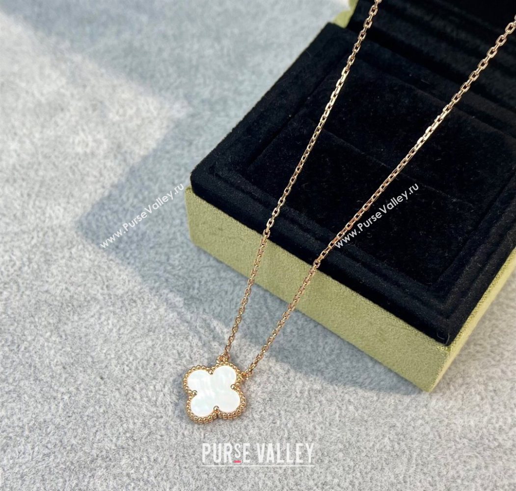 Van Cleef Arpels Alhambra Pendant Necklace White/Rose Gold 2025 0726 (YF-250726089)