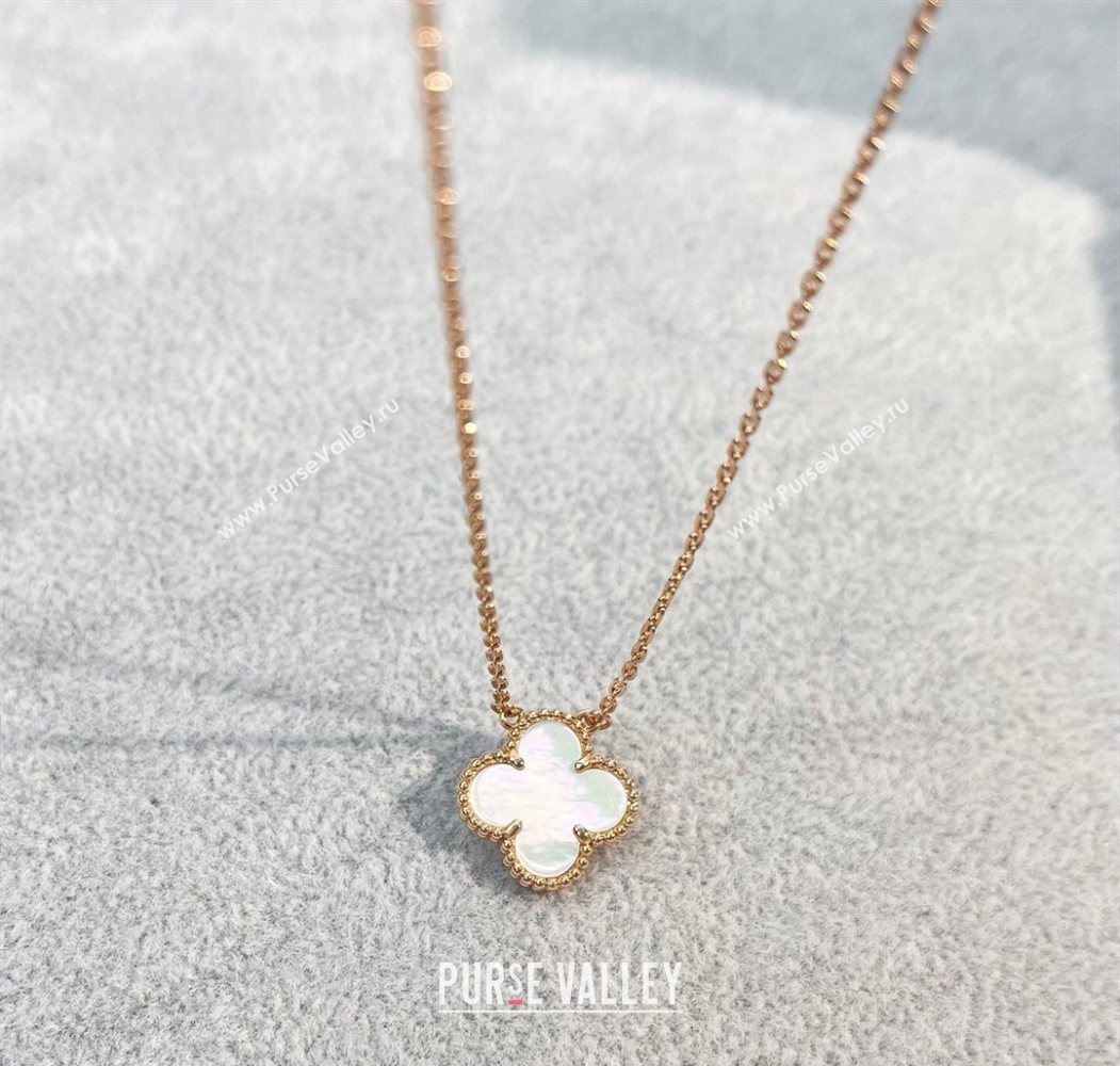 Van Cleef Arpels Alhambra Pendant Necklace White/Rose Gold 2025 0726 (YF-250726089)
