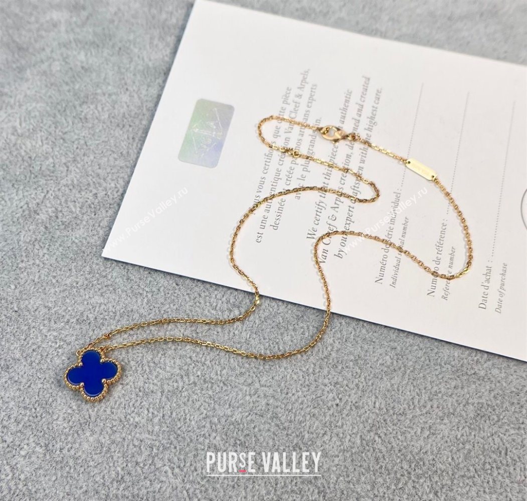 Van Cleef Arpels Alhambra Pendant Necklace Blue/Rose Gold 2025 0726 (YF-250726092)
