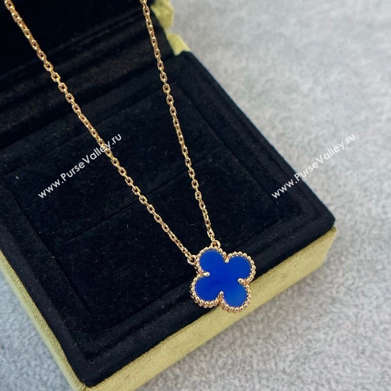 Van Cleef Arpels Alhambra Pendant Necklace Blue/Rose Gold 2025 0726 (YF-250726092)