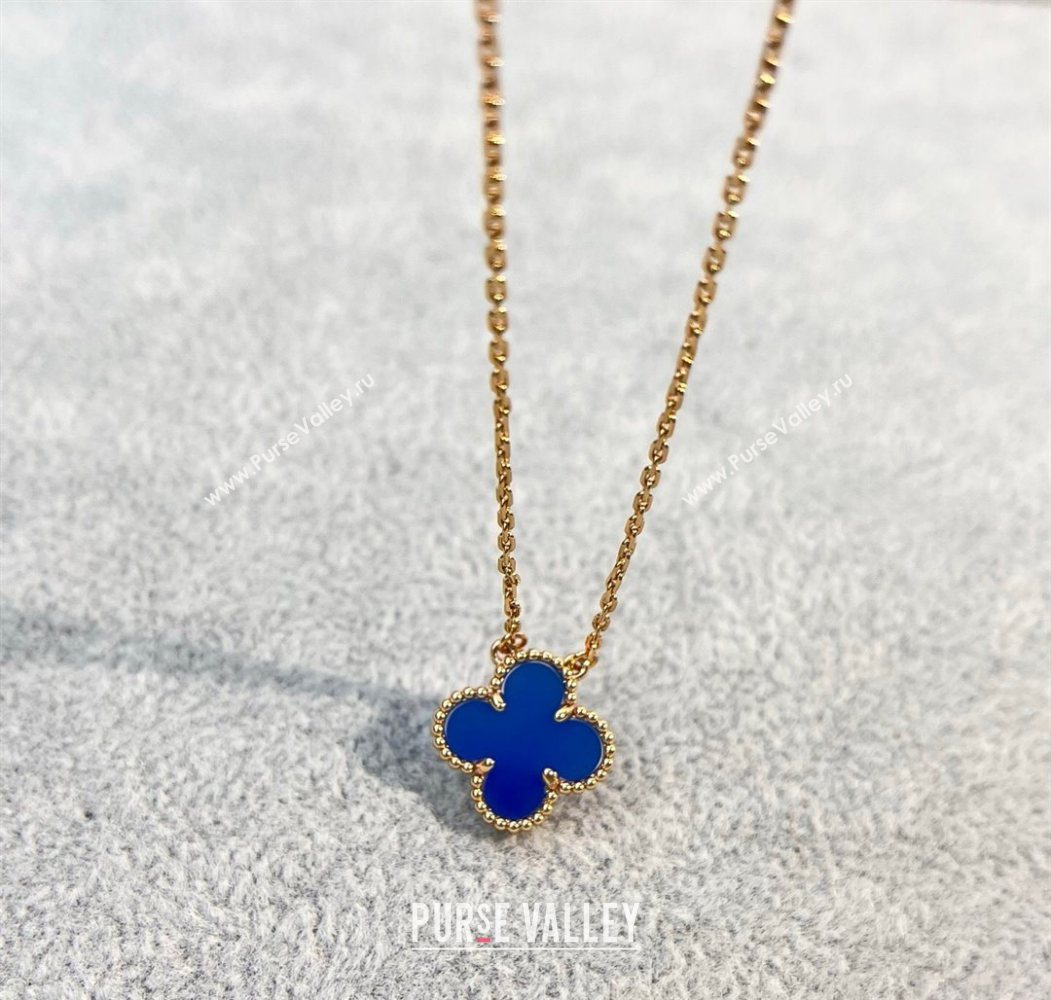 Van Cleef Arpels Alhambra Pendant Necklace Blue/Rose Gold 2025 0726 (YF-250726092)