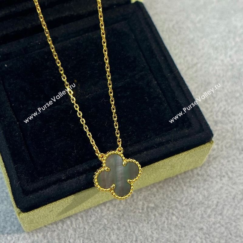 Van Cleef Arpels Alhambra Pendant Necklace Grey/Yellow Gold 2025 0726 (YF-250726084)