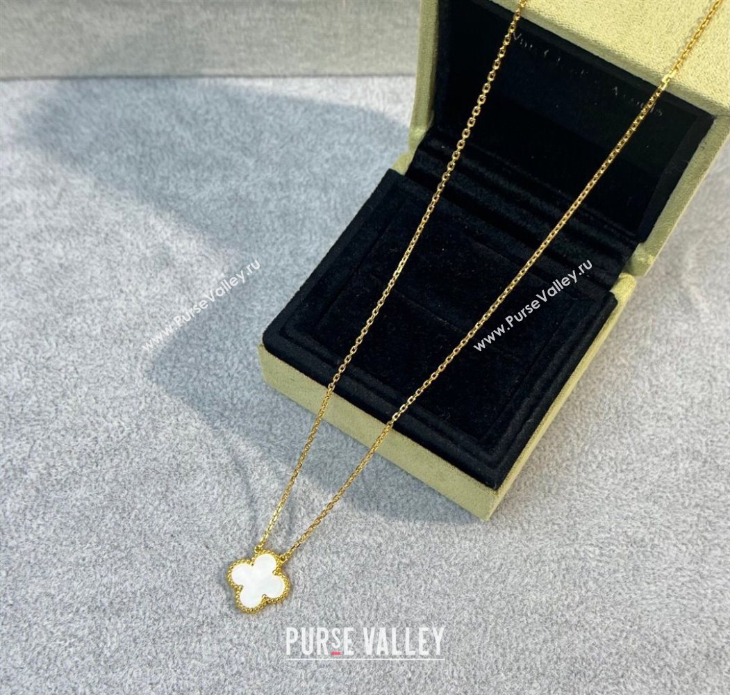 Van Cleef Arpels Alhambra Pendant Necklace White/Yellow Gold 2025 0726 (YF-250726090)