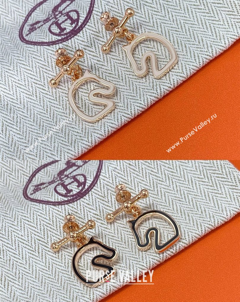 Hermes Tonnerre Earrings Grey/Black/Yellow Gold 2026 0320 (YF-260320133)