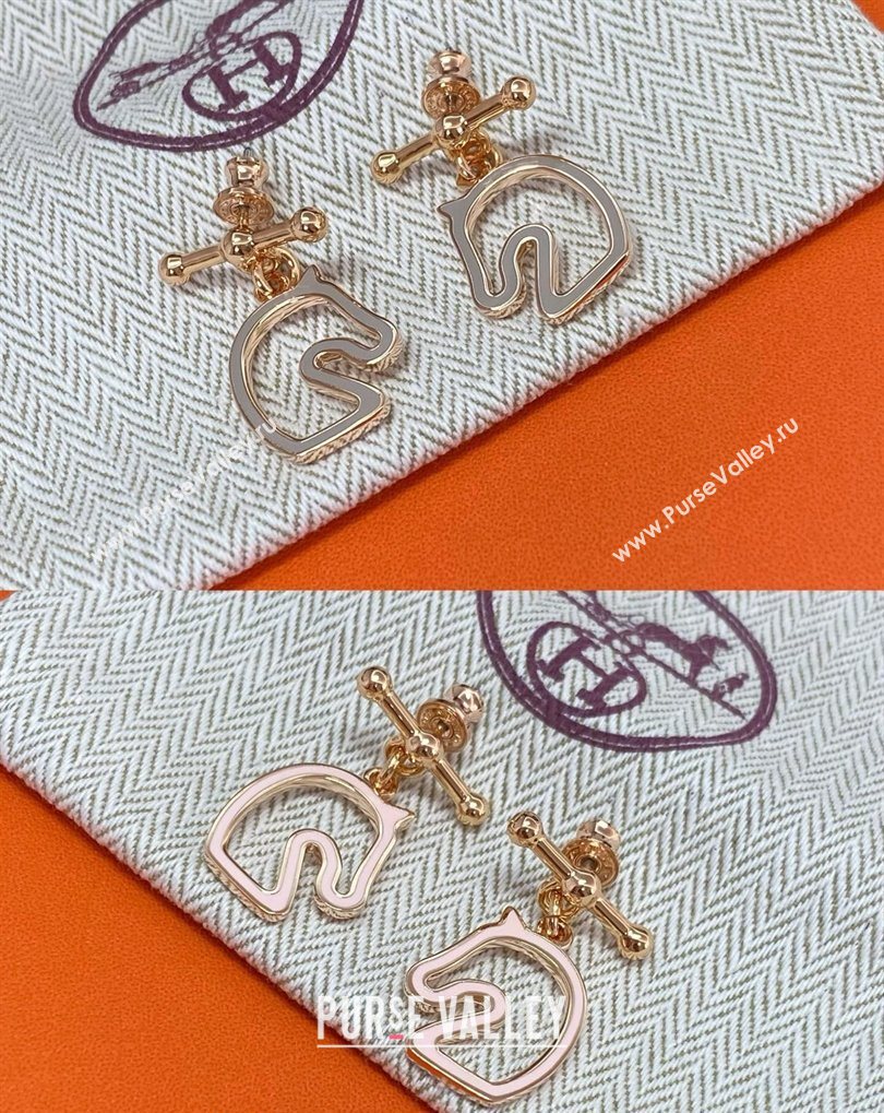 Hermes Tonnerre Earrings Pink/Grey/Rose Gold 2026 0320 (YF-260320132)