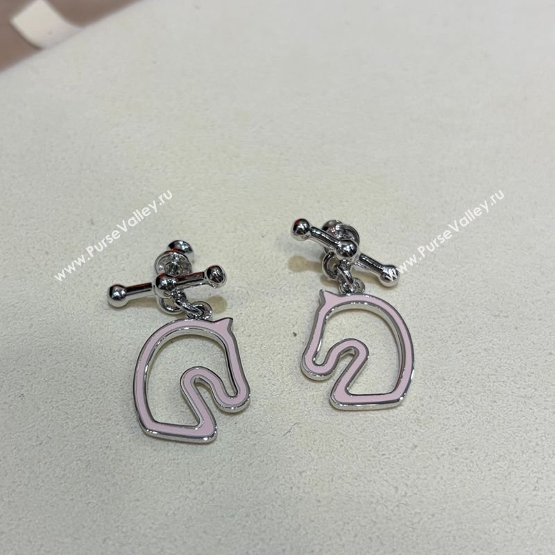 Hermes Tonnerre Earrings Pink/Silver 2026 0320 (YF-260320128)