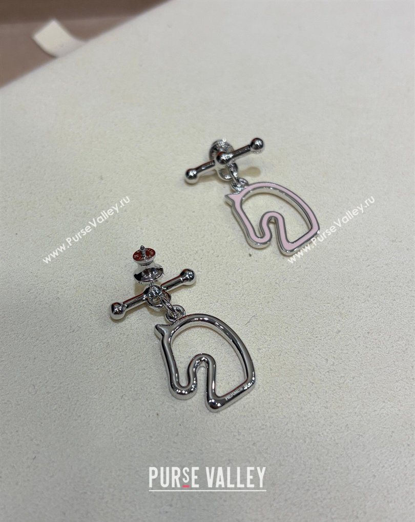 Hermes Tonnerre Earrings Pink/Silver 2026 0320 (YF-260320128)
