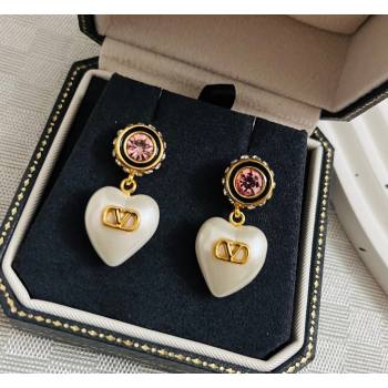 Valentino Heart Pearl Short Earrings White/Pink 2026 VL032002 (YF-260320075)