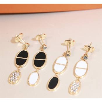 Hermes Chaine dAncre Verso Dangle Earrings with Strass White/Black 2026 0320 (YF-260320147)