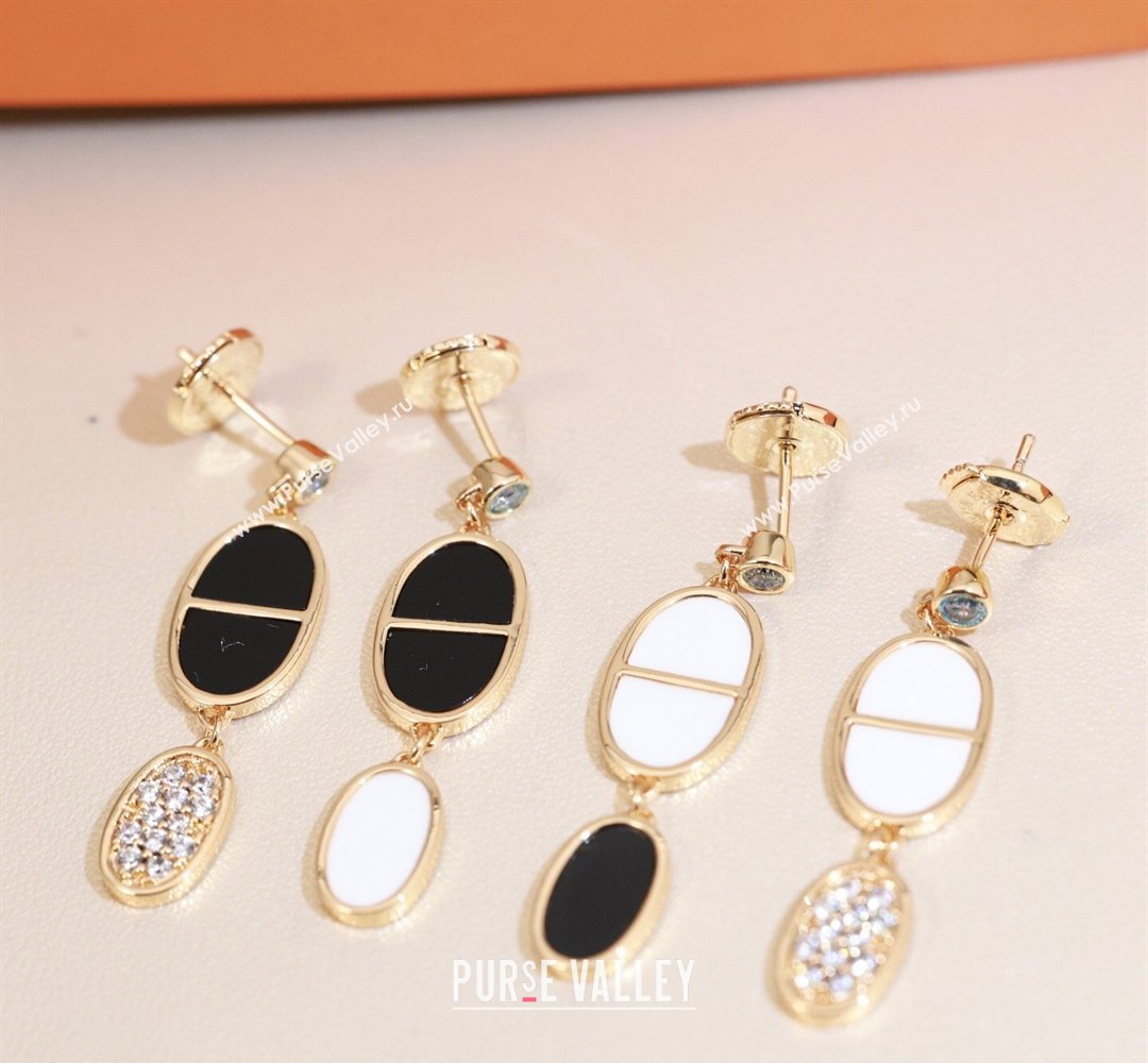 Hermes Chaine dAncre Verso Dangle Earrings with Strass White/Black 2026 0320 (YF-260320147)