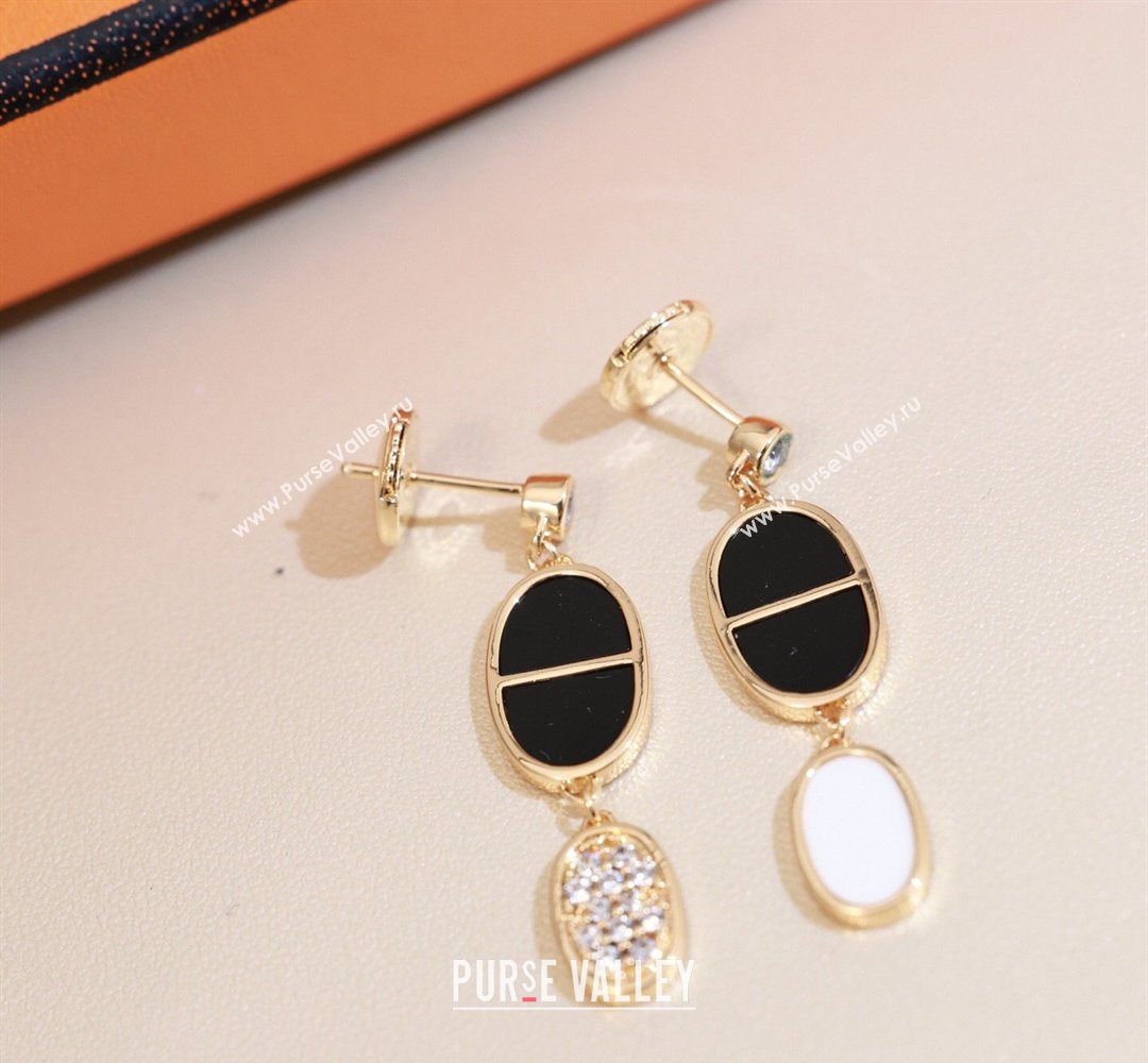 Hermes Chaine dAncre Verso Dangle Earrings with Strass White/Black 2026 0320 (YF-260320147)