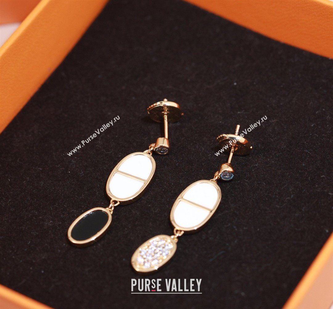Hermes Chaine dAncre Verso Dangle Earrings with Strass White/Black 2026 0320 (YF-260320147)
