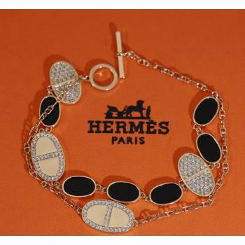 Hermes Chaine DAncre Verso Double Bracelet with Strass Black 2026 (YF-260320152)