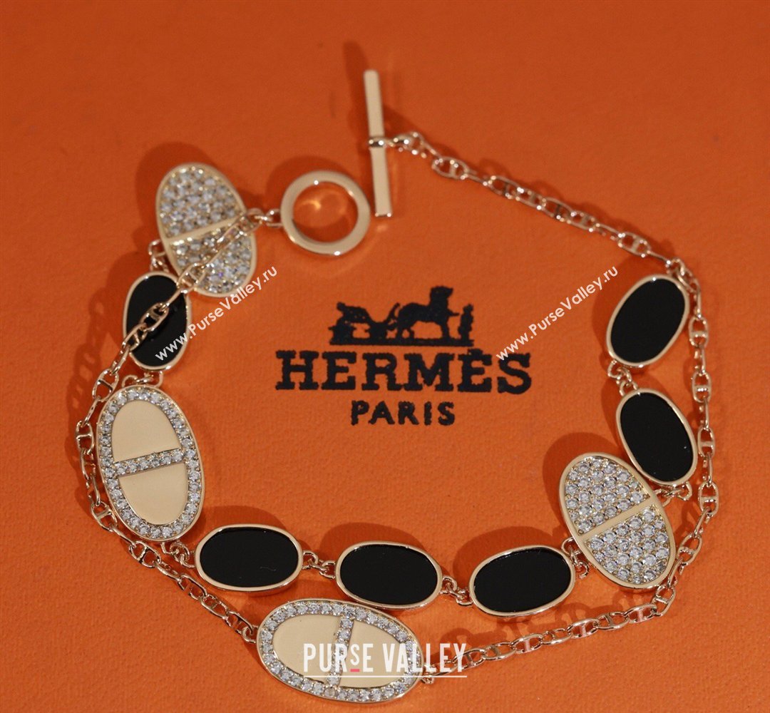 Hermes Chaine DAncre Verso Double Bracelet with Strass Black 2026 (YF-260320152)