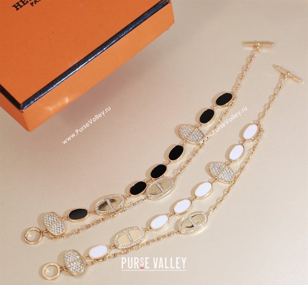 Hermes Chaine DAncre Verso Double Bracelet with Strass White 2026 (YF-260320153)