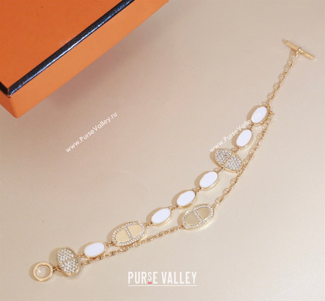 Hermes Chaine DAncre Verso Double Bracelet with Strass White 2026 (YF-260320153)