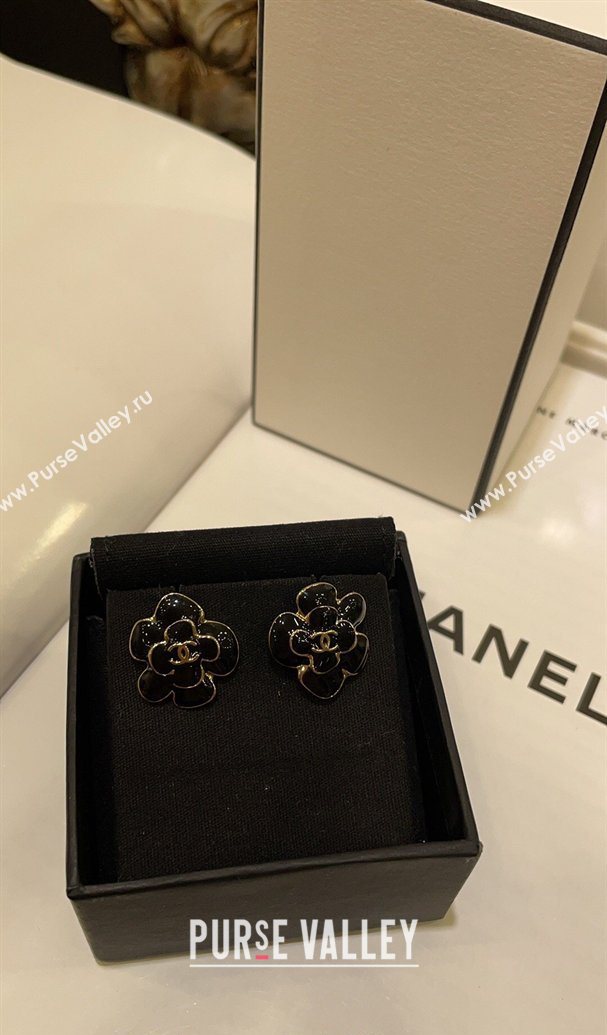 Chanel Camellia Studs Earrings Black 2026 CH032028 (YF-260320106)