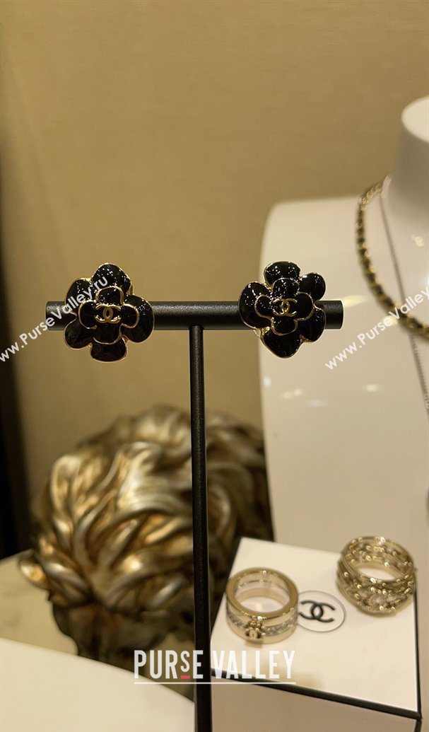 Chanel Camellia Studs Earrings Black 2026 CH032028 (YF-260320106)