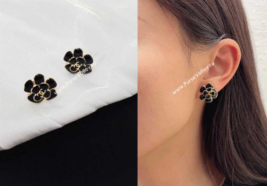 Chanel Camellia Studs Earrings Black 2026 CH032028 (YF-260320106)