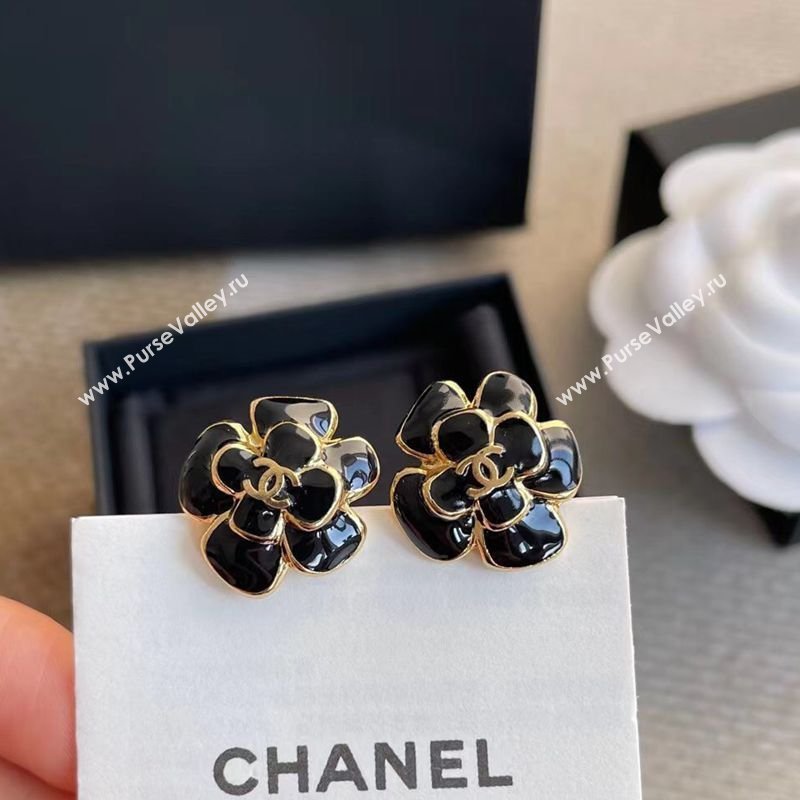 Chanel Camellia Studs Earrings Black 2026 CH032028 (YF-260320106)
