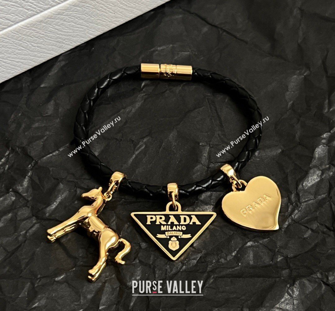 Prada Leather Bracelet Black 2026 PR032302 (YF-260323004)
